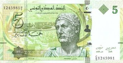 5 dínár dinars 2013 Tunézia UNC