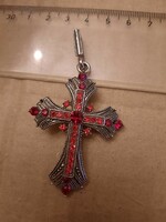 Red stone cross pendant, medical steel, negotiable