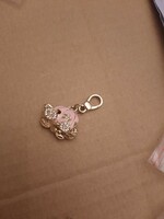 Pink pumpkin carriage pendant, fire enamel, zirconia stone, negotiable