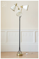 Vintage Swedish three-branch floor lamp with original hood from 1968 | model 145 | eskilstuna elektro fabriks ab