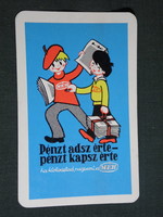 Kártyanaptár, MÉH hulladékhasznosító vállalat,grafikai rajzos,reklám baba,figura, 1982,   (4)