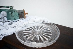 Vintage lead crystal glass cake plate cake plate