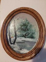 Winter landscape oil painting