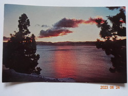 Old postcard: USA, sunset at Lake Tahoe