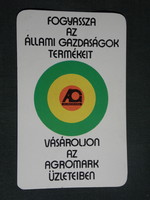 Kártyanaptár, ÁG Agromark élelmiszer üzletek, 1983,   (4)