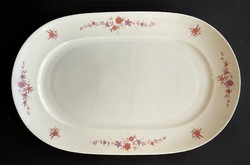 Alföldi vitrin rózsaszín és lila virág mintás ovális kínáló süteményes tál tálca