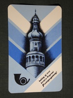 Kártyanaptár, Sopron posta igazgatóság, grafikai rajzos, tűztorony, 1982,   (4)
