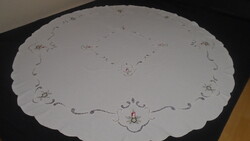 Beautiful snow-white antique handmade lace tablecloth