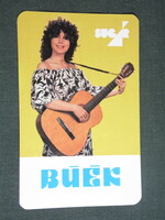 Card calendar, ray store, Budapest, erotic female model, guitar, 1982, (4)