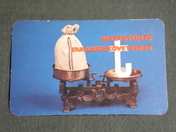 Card calendar, savings association, balance, money bag, 1983, (4)