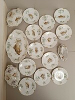 Antik halas porcelán tányér ünnepi készlet hal tál szecessziós étkészlet Austria 450 8234