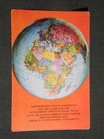Card calendar, cartographic map company, Budapest, globe, 1982, (4)