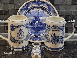 Heineken túlélőcsomag holland sörrelikvia porcelán sörös korsó Delft tányérral és sörnyitóval