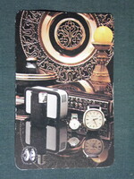 Card calendar, watch jewelry company, ornamental object, candle holder, copper plate, lighter, 1983, (4)