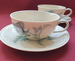 2 szett Hutschenreuther Bavaria német porcelán kávés teás csésze csészealj pipacs virág minta