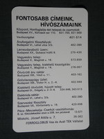 Kártyanaptár, Ferroglobus vas acél vállalat, Budapest, vastelep, raktár, 1982,   (4)