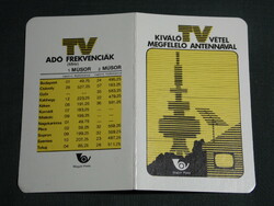 Card calendar, Hungarian post office, TV transmitter frequencies, graphic artist, 1983, (4)