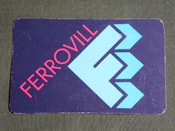 Kártyanaptár, Ferrovill iparcikk üzletek,Győr,grafikai , 1983,   (4)