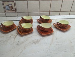 Ceramic coffee set for sale! 6 Personal full art-deco lake head coffee sets for sale!