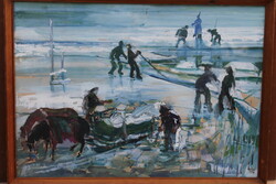 Gábor Újhelyi's painting - ice carrying
