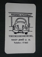 Kártyanaptár, Regdon autósbolt, Pécs, grafikai rajzos , 1983,   (4)