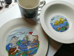 Retro kgg fairy tale patterned plates + mug