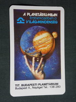 Kártyanaptár, Budapest planetárium, grafikai rajzos, 1983,   (4)