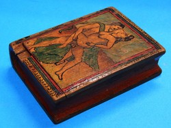 Painted erotic representation on a wooden box from the xx. No. From the beginning