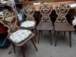 Hand painted Swabian corner bench with table and five painted chairs ...