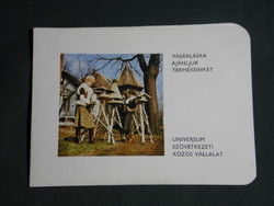 Card calendar, universe leather industry, carpentry factory, Pécs, female model, bird feeder, 1983, (4)