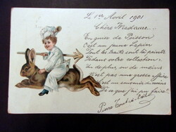 Antique Easter bunny postcard greeting card