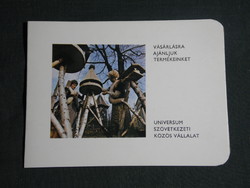 Card calendar, universe leather industry, carpentry factory, Pécs, female model, bird feeder, 1983, (4)