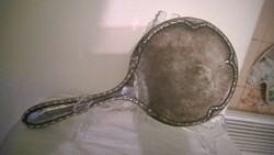 Antik ezüst kézi tükör Sheffield, metszett tükörrel, br. 205 g