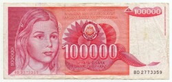 Jugoszlávia 100 000 jugoszláv Dinár, 1989
