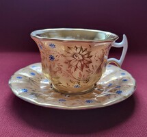 Porcelain coffee tea set cup saucer plate with flower pattern with gold edge