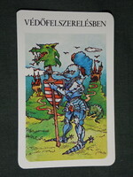 Card calendar, occupational health and safety department, graphic artist, humorous, accident prevention, soldier, 1984, (4)