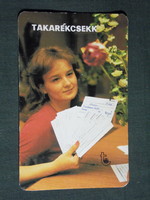Kártyanaptár, Takarékszövetkezet, erotikus női modell,1986,   (4)