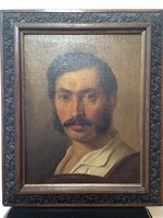 Viktor Madarász (1830-1917): portrait of Károly Kisfaludy canvas oil painting on cardboard