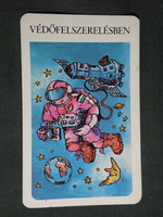 Card calendar, occupational health and safety department, graphic designer, humorous, accident prevention, astronaut, 1984, (4)