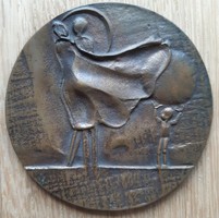 Ligeti Erika: Család (1968), bronz érem, plakett, dombormű