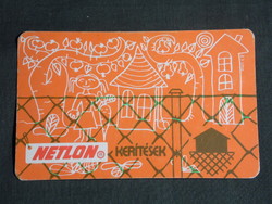 Card calendar, netlon wire fence, Hungarian viscose factory Nyergesújfalu, graphic artist, 1984, (4)