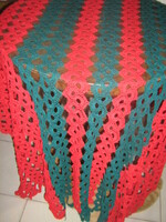 Beautiful Christmas mood red-green handmade crochet tablecloth