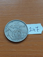 Spain 25 pesetas 1957 (58) copper-nickel, francisco franco 247