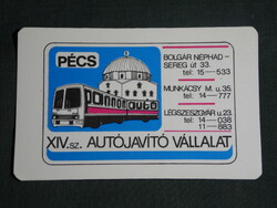 Kártyanaptár,XIV.sz. Pannonautó autójavító,Pécs,Ikarus 250 busz gyár,grafikai rajzos,1984,   (4)