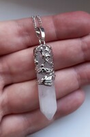 Natural crystal silver plated pendant necklace