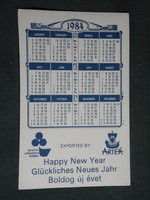 Card calendar, sticker, artex, playing card printing house, festive, 1984, (4)