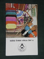 Kártyanaptár, Röltex Bétex textil áruház, fonal, cérna,gomb,1984,   (4)