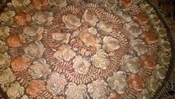 Antique museum matyó tablecloth with wonderful sparkling colors dia. 1 M + hook, fringe