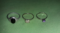 Retro silver-plated stone bijou ring package in good condition, 3 pieces in one according to the pictures 1.