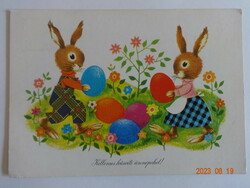 Régi grafikus húsvéti üdvözlő képeslap - Boór Vera rajz